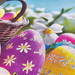 Lina dvielis - galda dekors | Svētku olu grozs