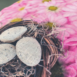 Lina dvielis - galda dekors | Pavasara zaķu ligzda