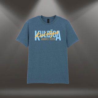 Kokvilnas T-krekls "Kuldīga. Anno 1378." | Indigo zils